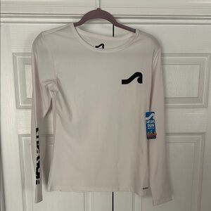 White Long Sleeve Shirt with Black Logo